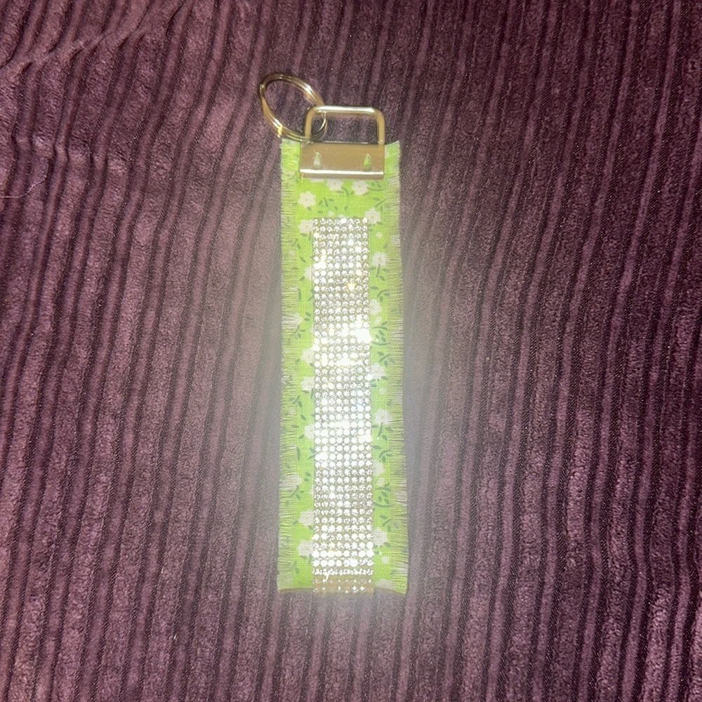 Frayed Rhinestone Wristlet Keychain